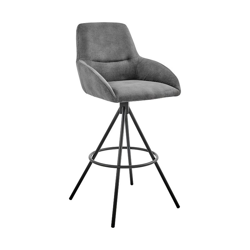 30 Inch Foam Cushioned Bar Stool， Black and Charcoal