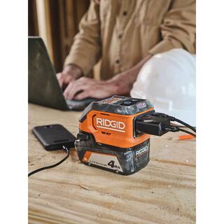 RIDGID 18V Cordless 175-Watt Power Inverter with 2.0 Ah Battery AC86097-AC8400802