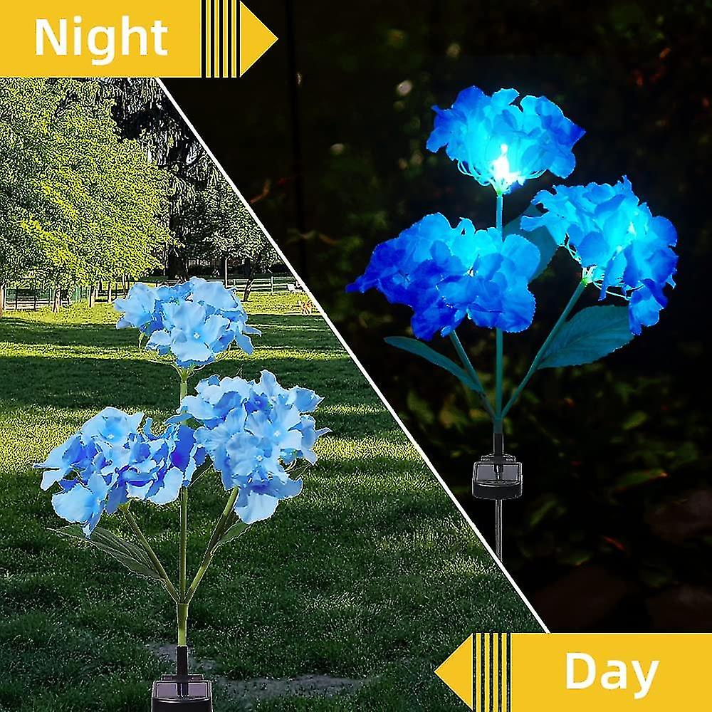 Flower Solar Lights Outdoor Garden，led Solar Powered 3 Hydrangea Flower Light，waterproof