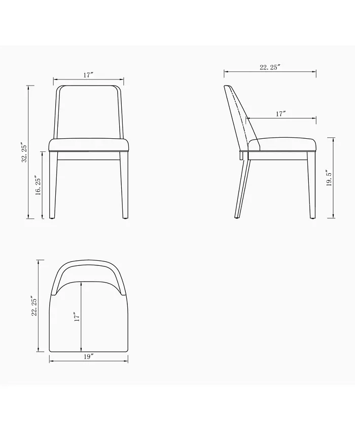 Manhattan Comfort Gansevoort 4 Piece Beech Wood Faux Leather Upholstered Dining Chair Set