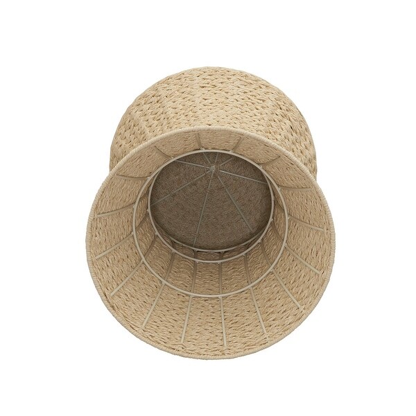 Handwoven Woven Paper Rope Woven Stool， Elegant Woven Braid with Sturdy Metal Frame， Beautiful Hourglass Profile， Multipurpose