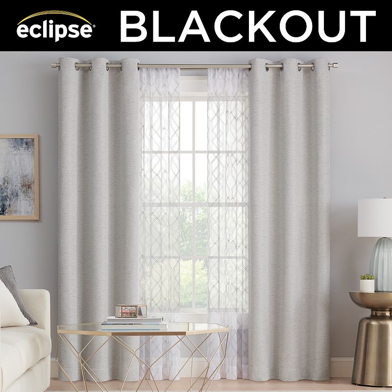 eclipse Octavia and Gareth Embroidered Blackout Thermaback Set of 4 Window Curtain Panels