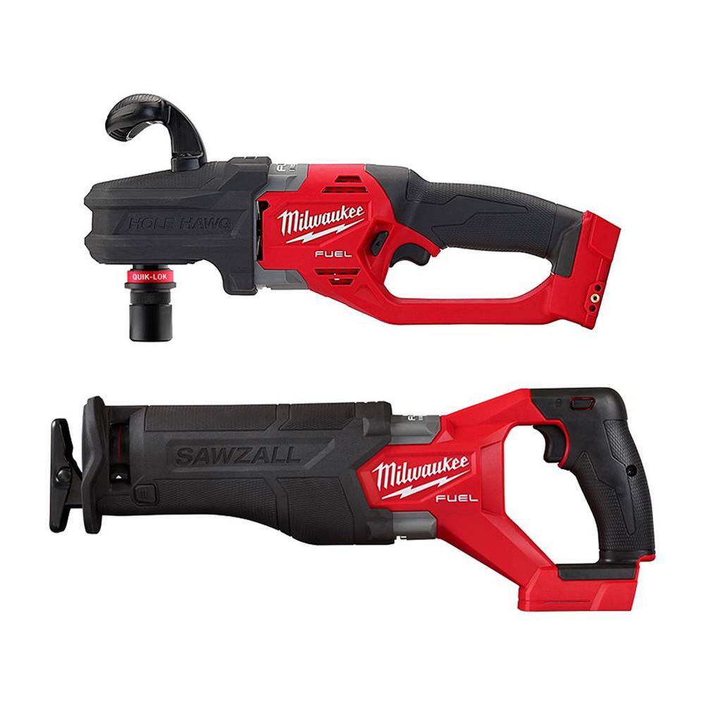 MW M18 FUEL 18V Lithium-Ion Brushless Cordless Hole Hawg 716 in. Right Angle Drill with Reciprocating Saw 2808-20-2821-20