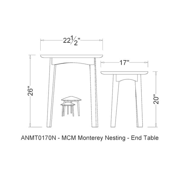 Carson Carrington Yttertanger 24-inch Mid-Century Wood Triangular Nesting End Table (Set of 2)