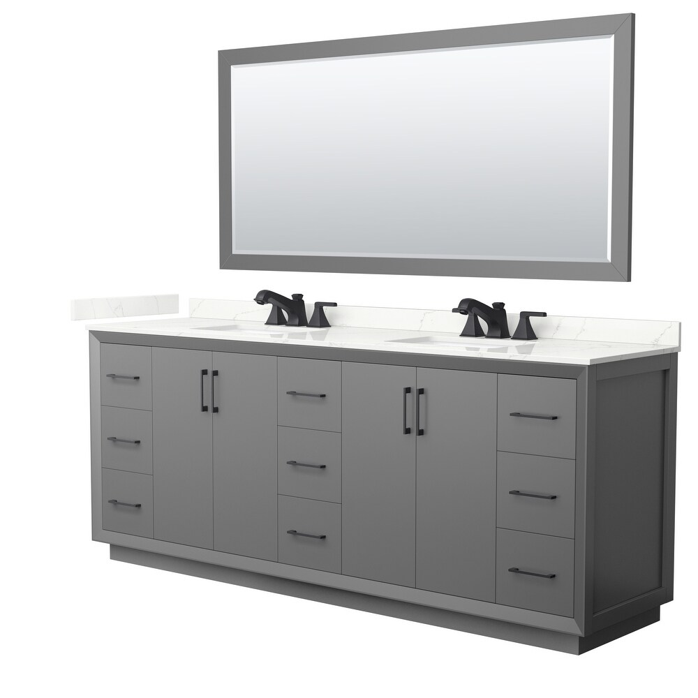 Strada 84 inch Double Vanity  Quartz Top  70 inch Mirror