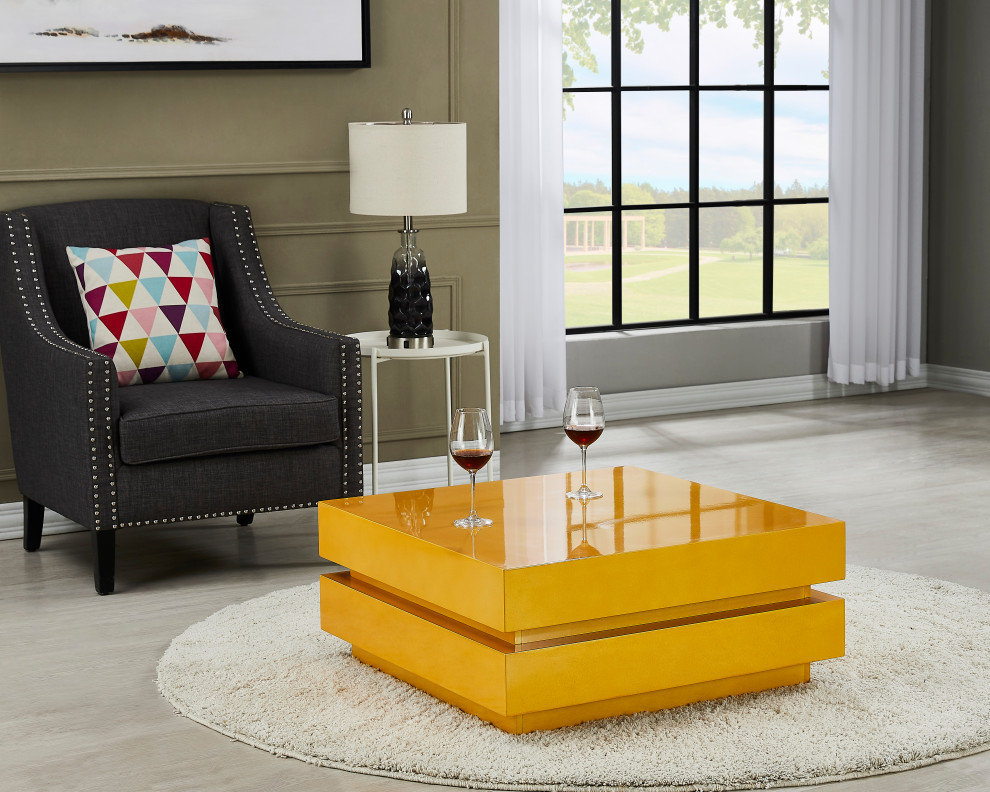 Artiva La Villino II Modern Euro Gold Coffee Table With Multi Colors LED Light   Contemporary   Coffee Tables   by Artiva  Houzz