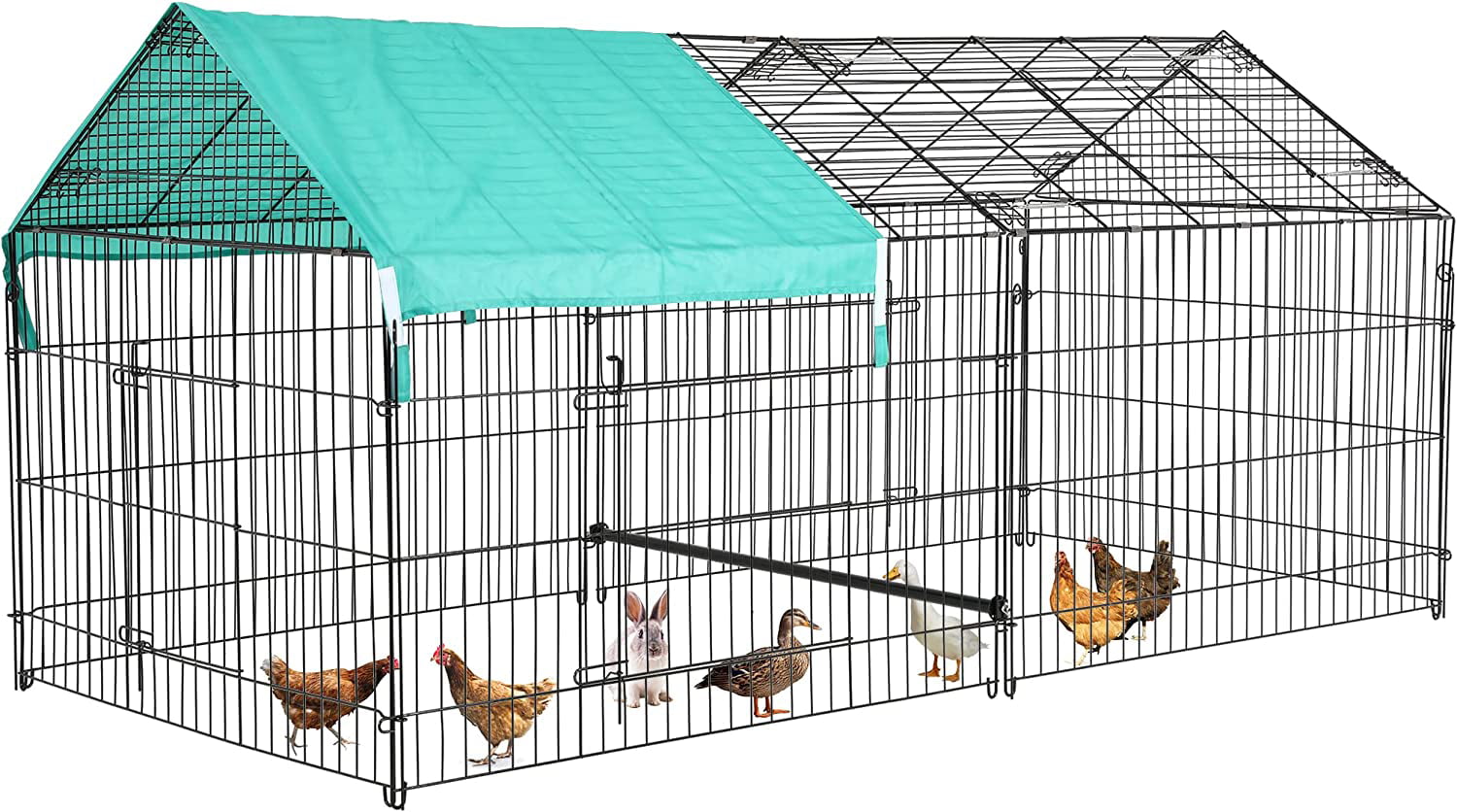 BestPet 87”×41” Large Metal Chicken Coop，Walk-in Poultry Cage Chicken Run Outdoor Duck Coop Chicken Pen Pet Playpen w/Door and Cover Rabbit Enclosure for Backyard Farm