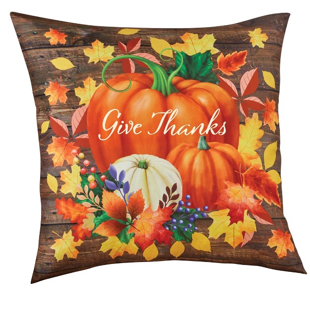 Collections Etc Pumpkin Leaf Give Thanks Accent Pillow 17 X 17 X 1