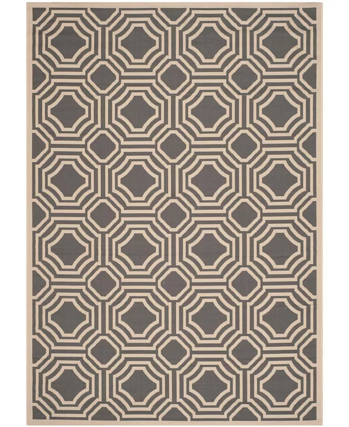 Safavieh Courtyard CY6112 Anthracite and Beige 6'7 x 9'6 Outdoor Area Rug