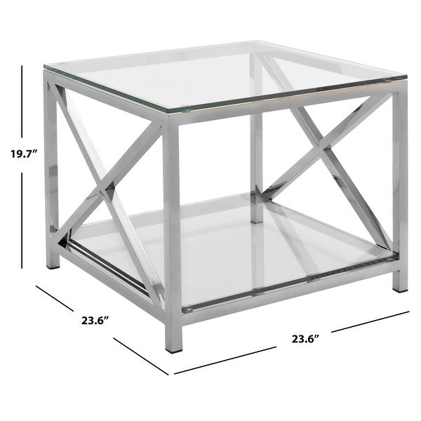 SAFAVIEH Couture High Line Collection Hayward Stainless Steel Chrome End Table - 23.6