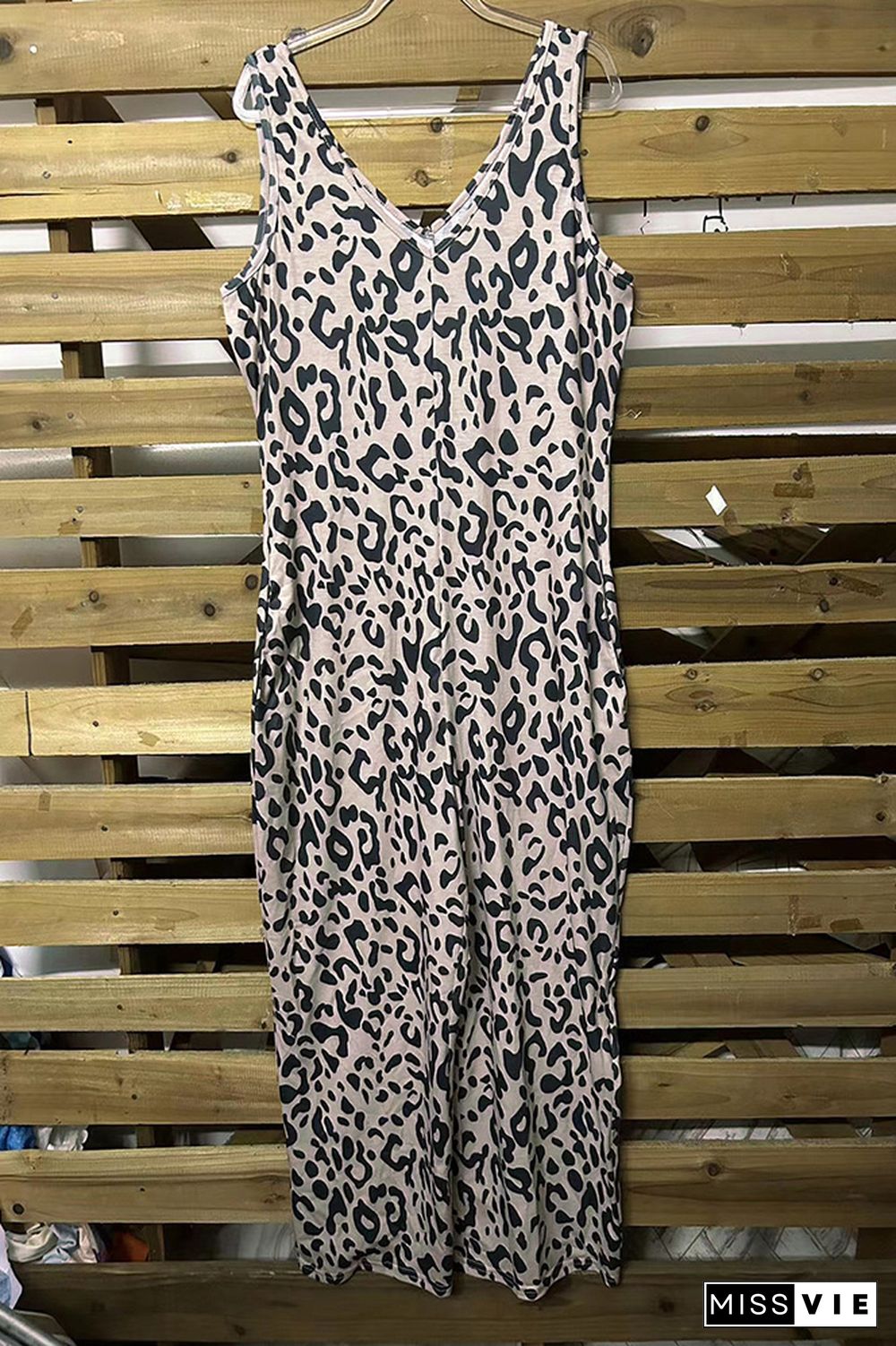 Leopard Sleeveless Jumpsuit with Pockets