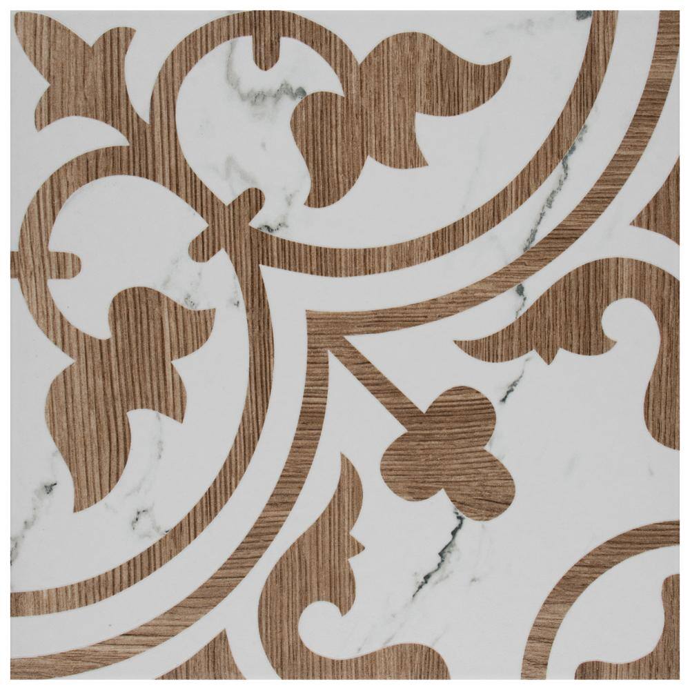 Merola Tile Llama Arte Loire Noce 9-34 in. x 9-34 in. Porcelain Floor and Wall Tile (10.88 sq. ft.Case) FCD10ALN