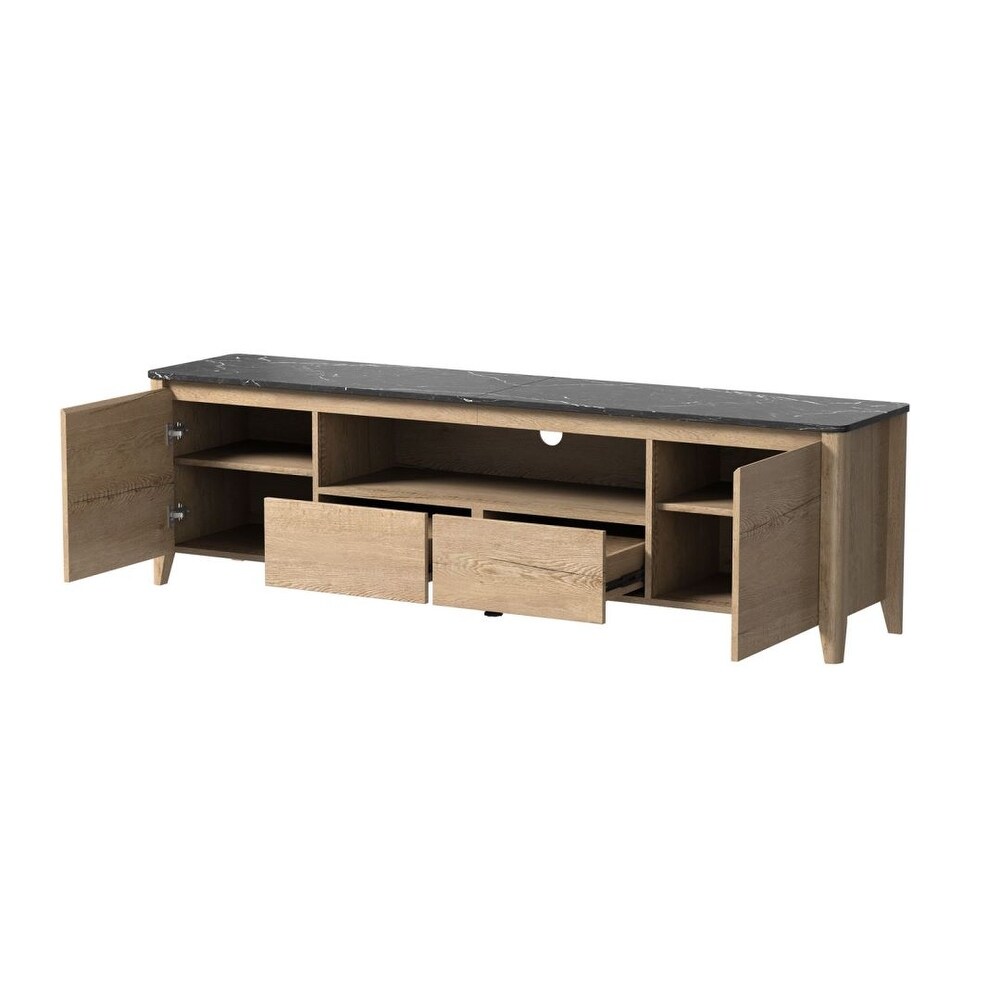 Modern Side Cabinet TV Stand 2 Drawer 2 Door LED Living Room Bedroom