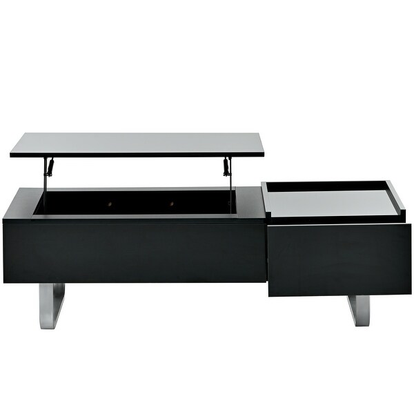 Modern Coffee Table with Lifted Tabletop and High-gloss Surface， Lift-top