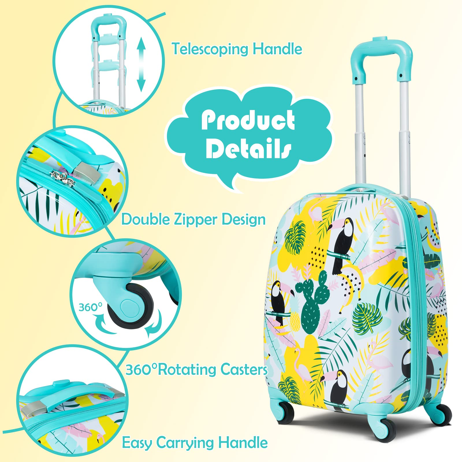 BABY JOY 2 PC Kids Luggage, 16