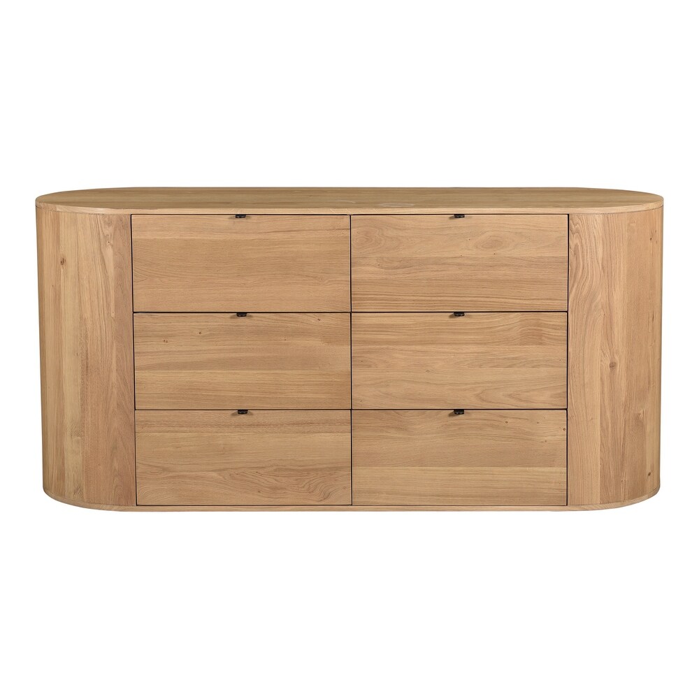 Aurelle Home Tezzi Modern 6 drawer Solid Oak Rounded Dresser