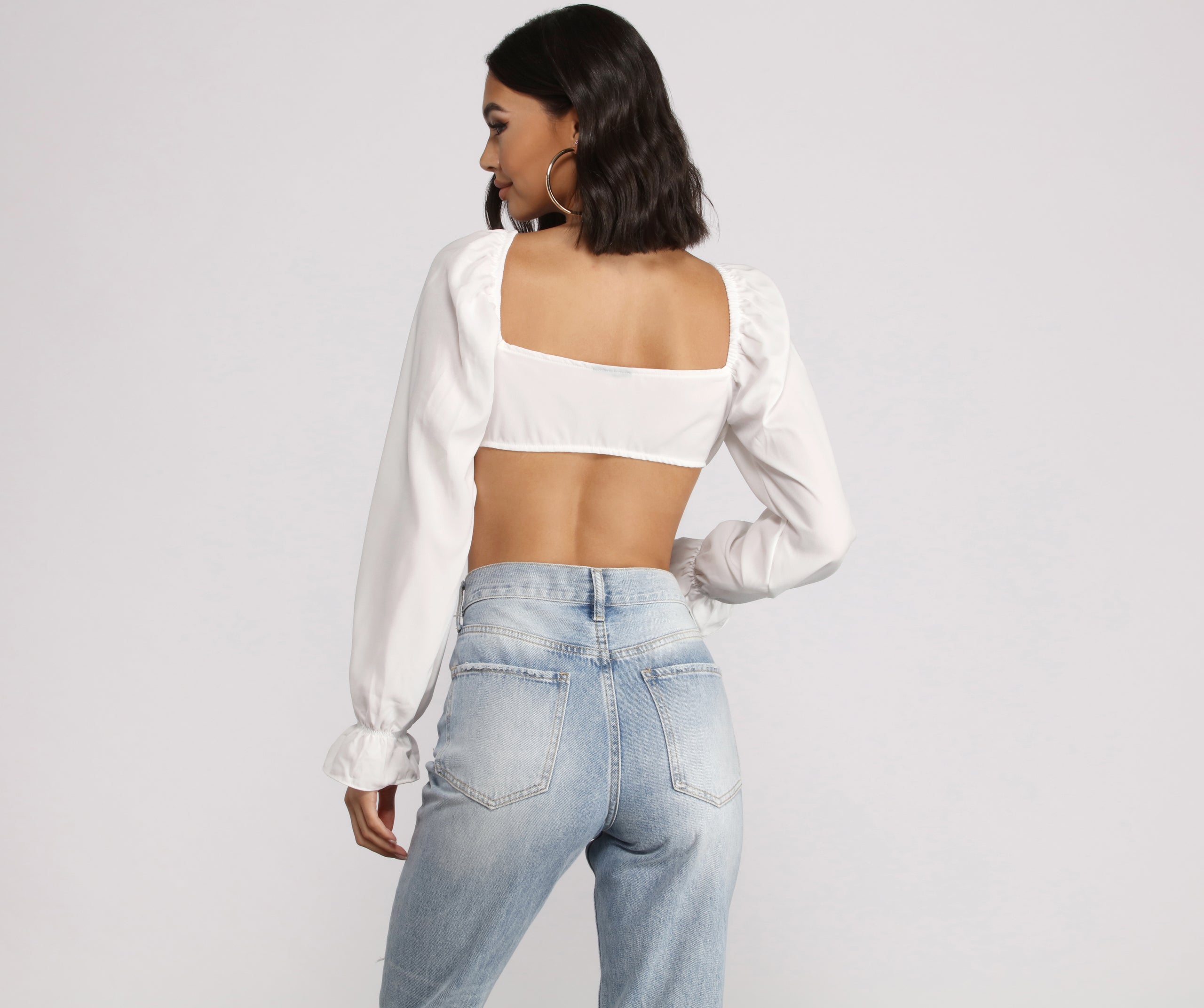 Crushing On You Long Puff Sleeve Crop Top