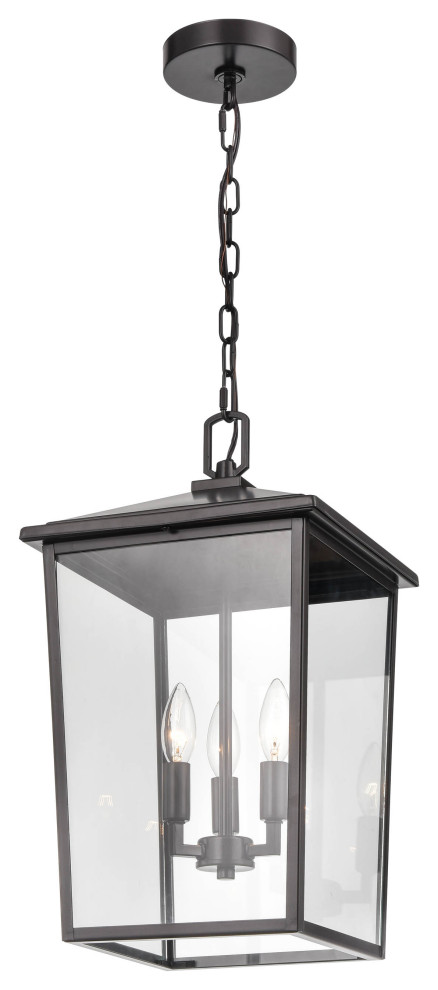 Fetterton Collection 3 Light 11 quotPowder Coat Bronze Outdoor Hanging Pendant   Transitional   Outdoor Hanging Lights   by Millennium Lighting Inc  Houzz