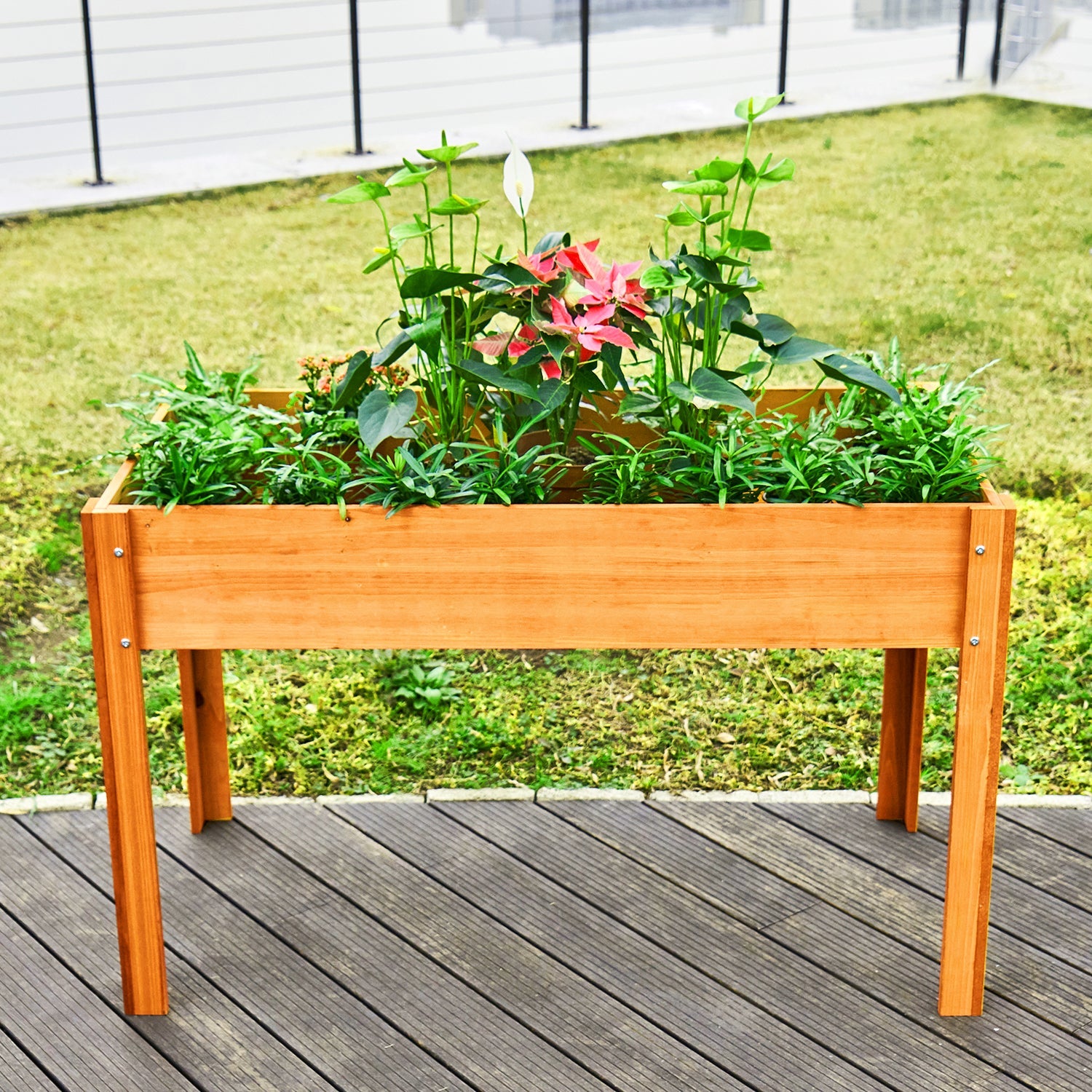 EXCITED WORK Indoor and Outdoor Elevated Planter Boxes, Natural Wood Planter Racks for Gardens, Patios, Hallways, for Growing Flowers, Fruits, Vegetables