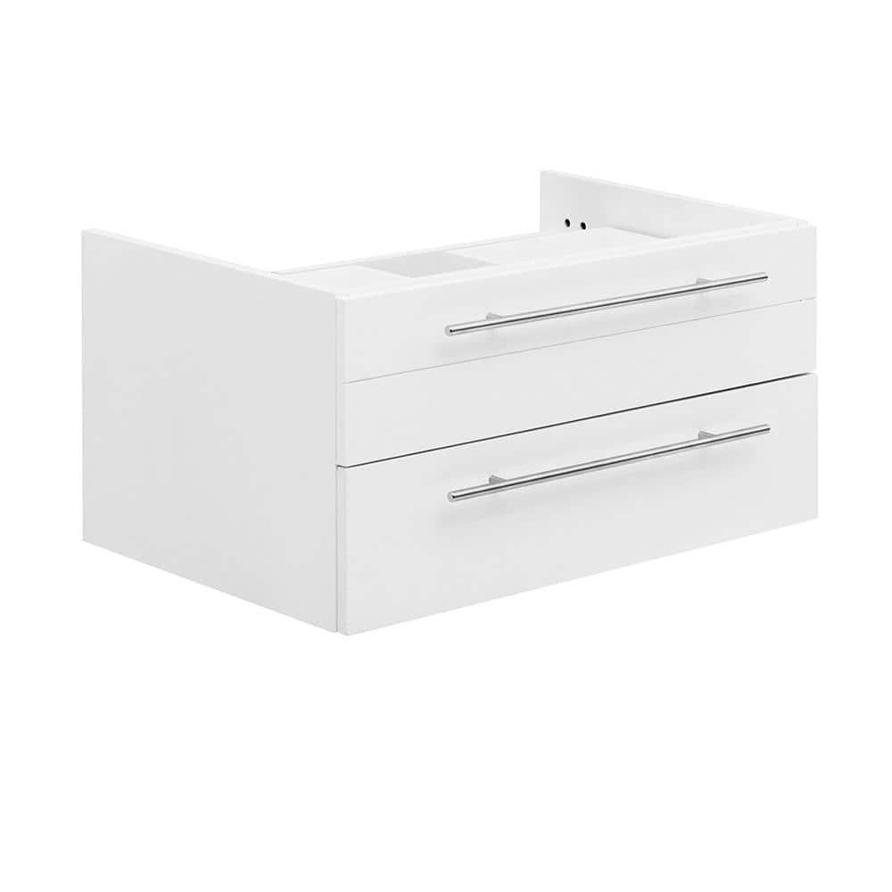 Fresca Lucera 30 in W Wall Hung Vessel Sink Bath Vanity Cabinet Only in White