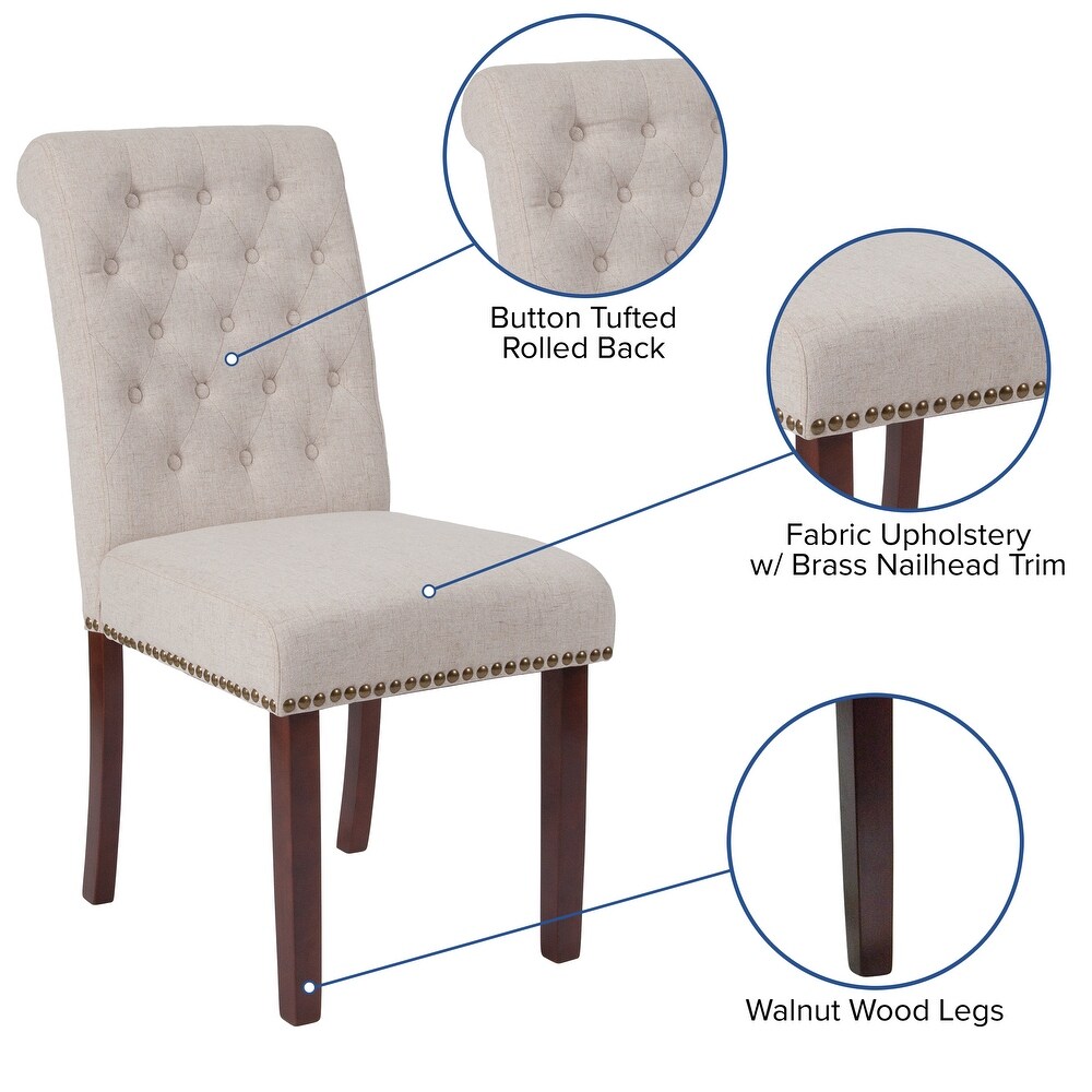 Button tufted Wood Parsons Chair