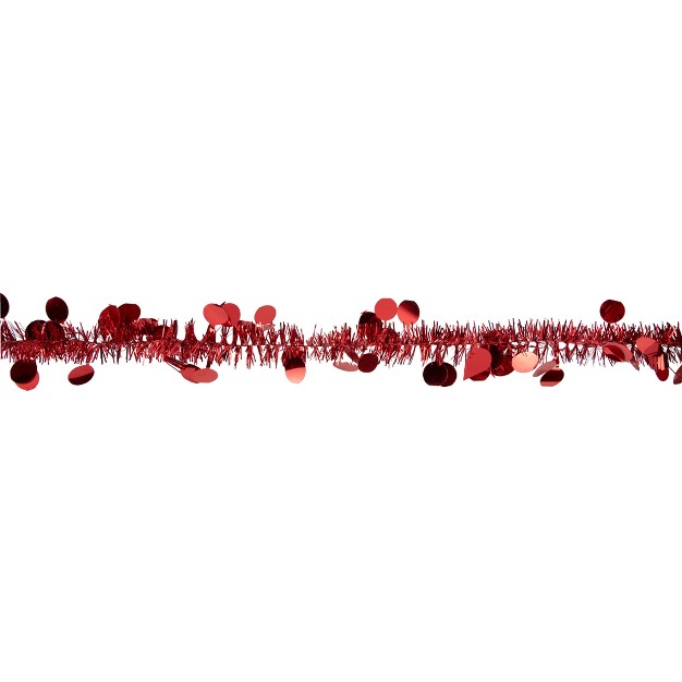 Red Tinsel Christmas Garland With Polka Dots Unlit