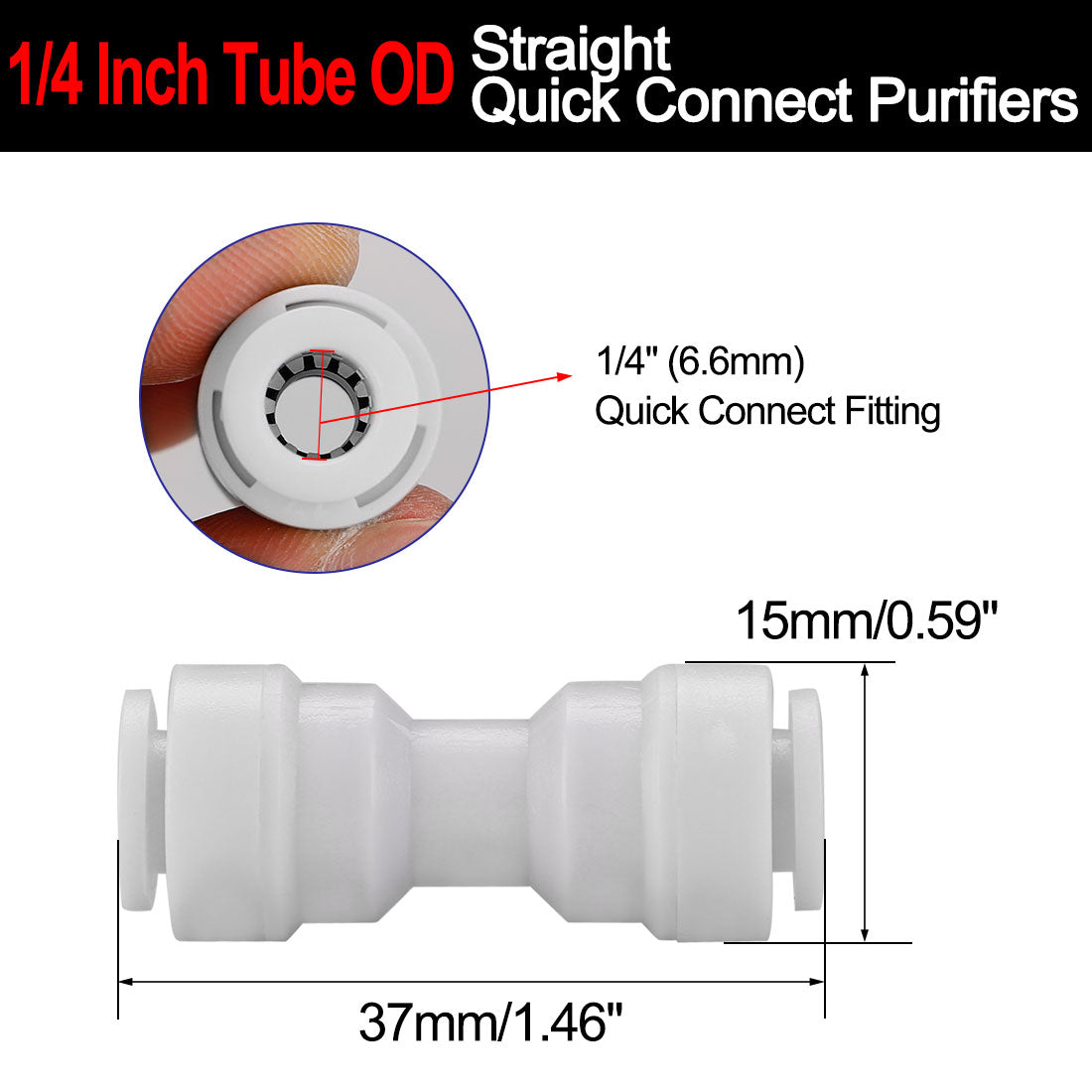 3pcs 1/4 Inch Straight Quick Connect Water Tube Filter Fittings Water Filter Hose Connector Pipe Joint Reverse Osmosis