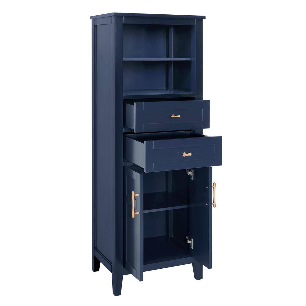 Home Decorators Collection Sturgess 23 in. W x 16 in. D x 62 in. H Navy Blue Linen Cabinet 19111-LT23-NB