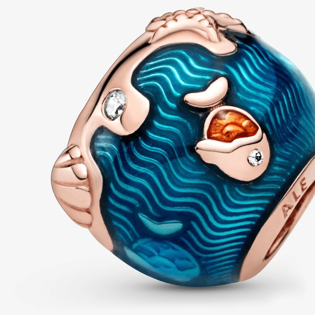 PANDORA  Shimmering Ocean Waves & Fish Charm