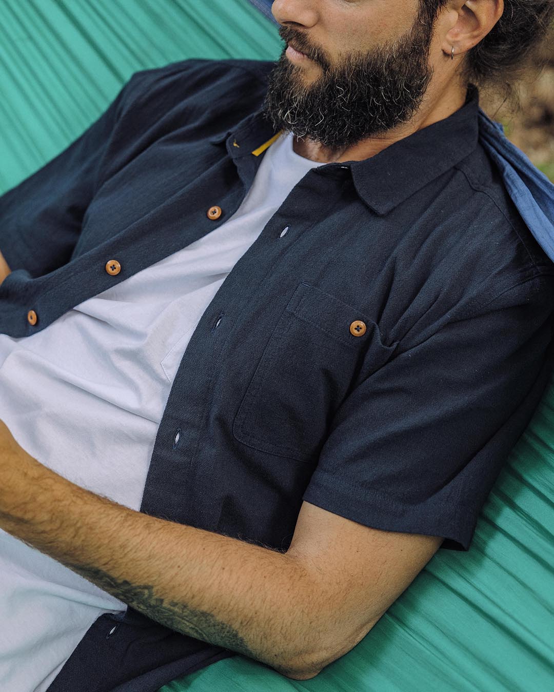 Chill Textured Short Sleeve Shirt - Deep Navy