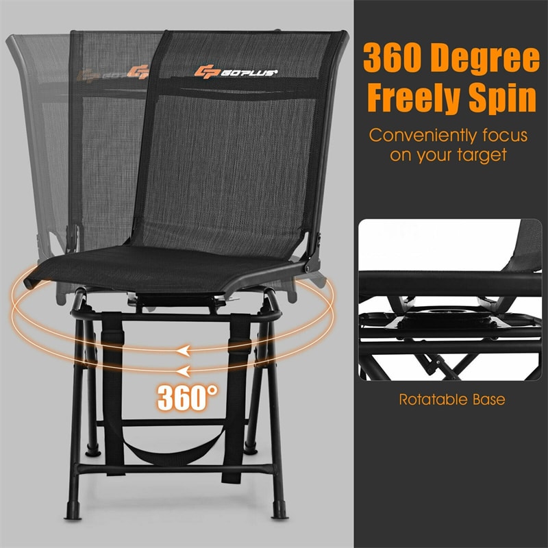 360 Degree Swivel Foldable Hunting Blind Chair with Mesh Backrest