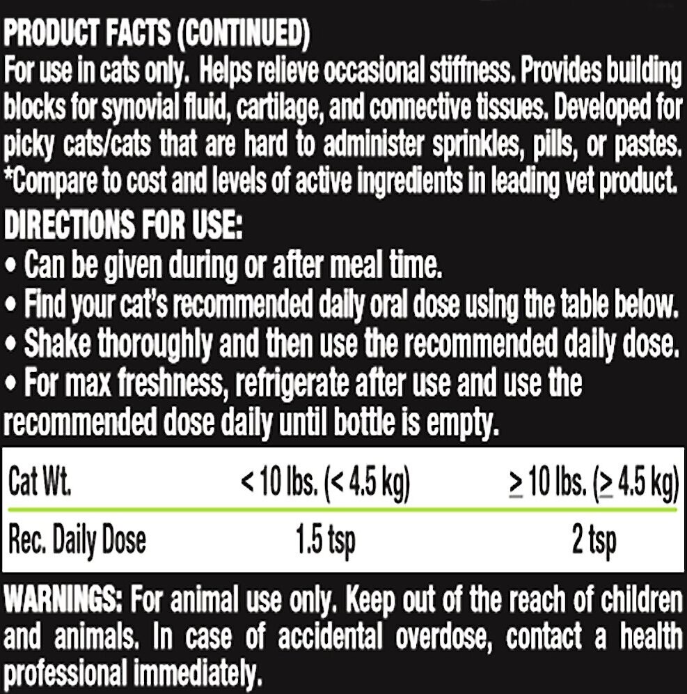 Liquid-Vet Hip and Joint Support Seafood Flavor Cat Supplement， 8-oz bottle