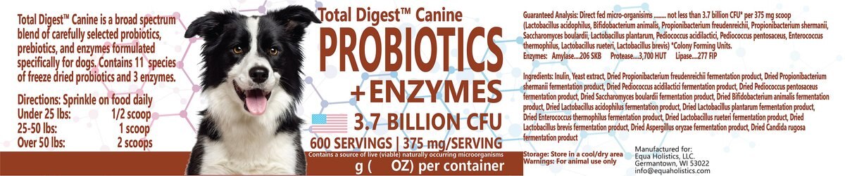 Equa Holistics Total Digest Canine Probiotics and Enzymes Dog Supplement