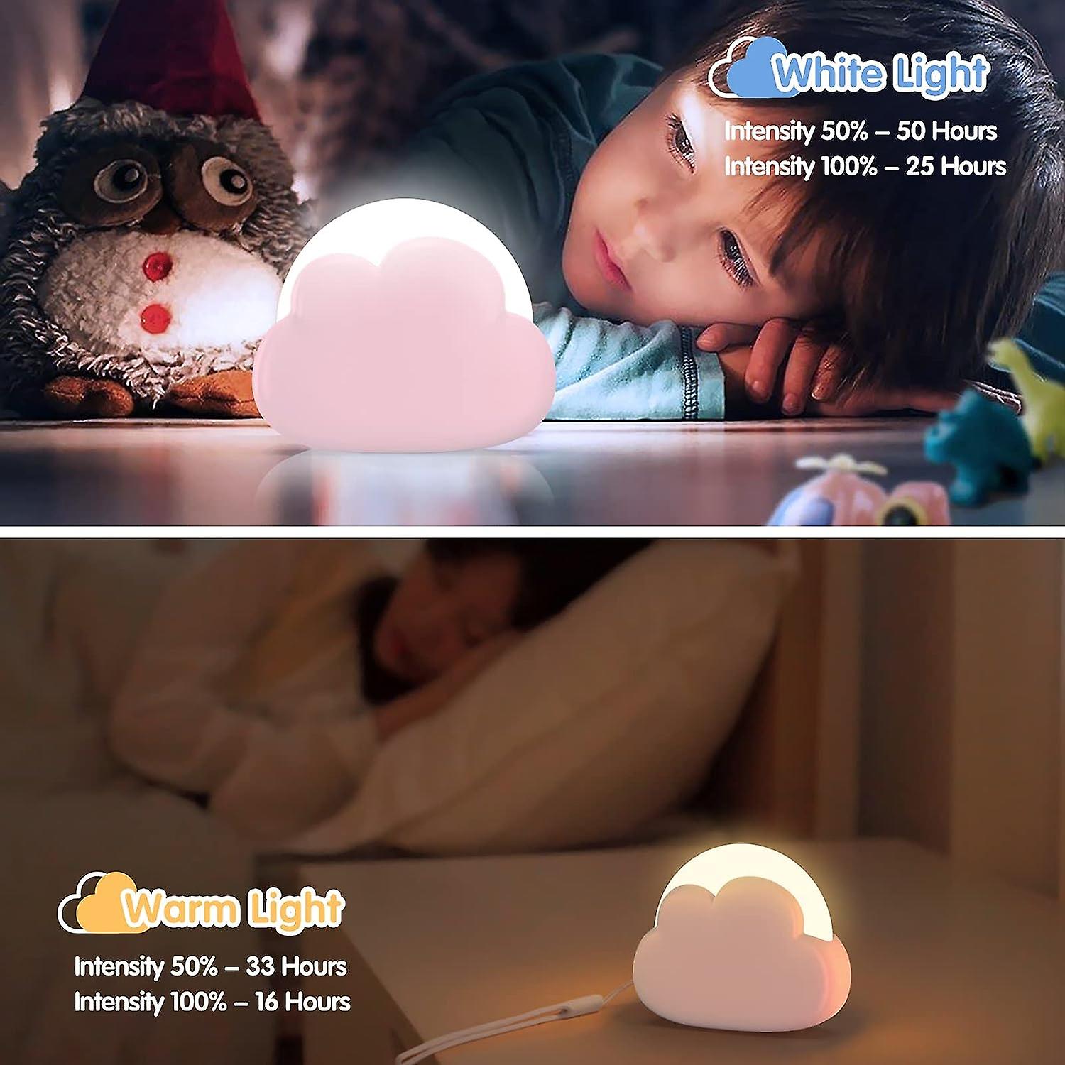 Cloud Children's Night Light，with 4 Intensities And Silicone Strap， Rechargeable Led Night Light， Ideal For Baby And Mom (pink)