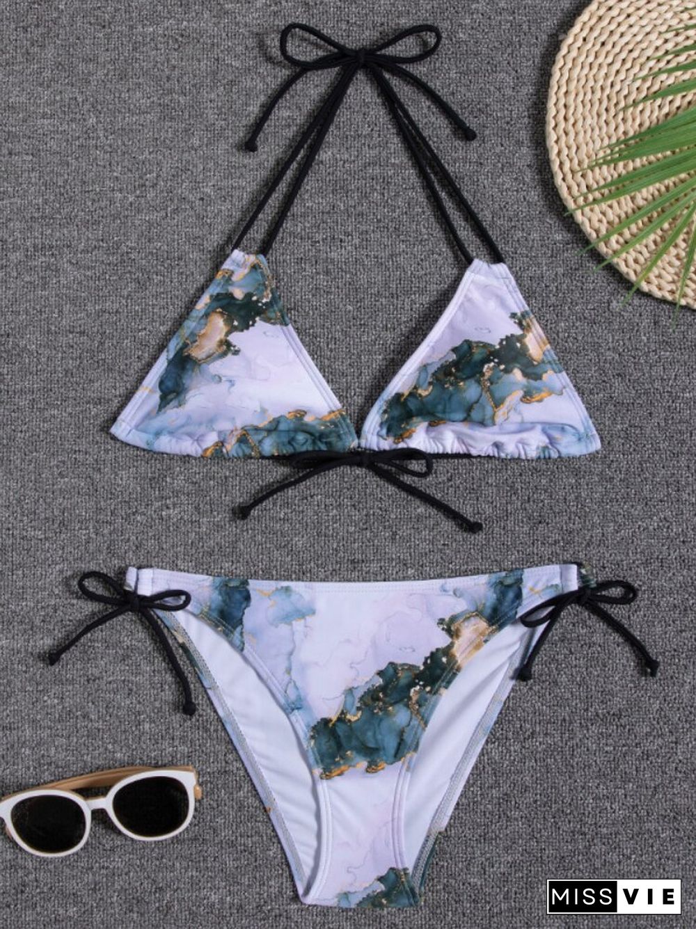 New Multi-color Printed Neck Strap Halter Sexy Split Bikini Swimsuit Ladies 2-piece Swimsuit Swimming Suit For Women Bikini Set