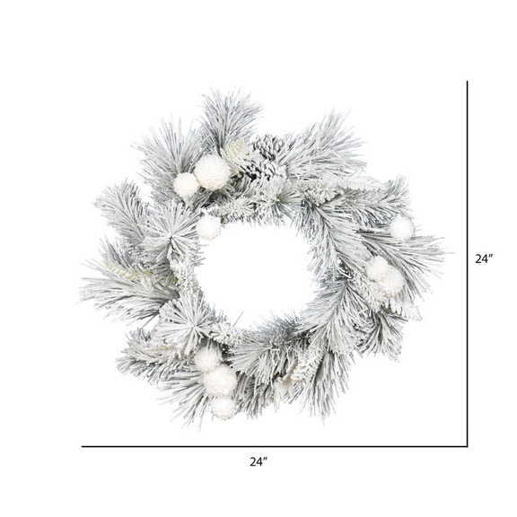 Vickerman Frosted Beacon Pine Wreath 24Tips