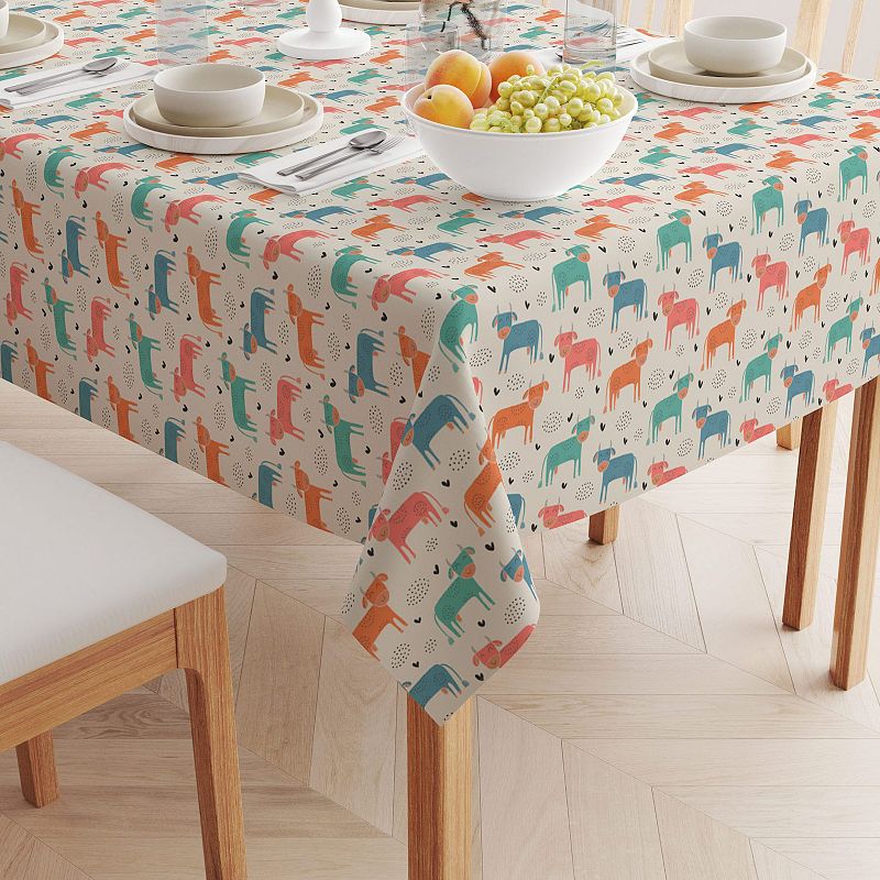 Rectangular Tablecloth， 100% Cotton， 52x104， Happy Cows