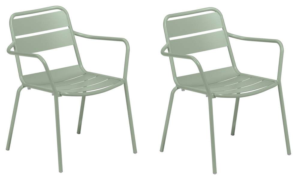 Kapri Armchair  Sage Powder Coated Aluminum  Set of 2   Contemporary   Outdoor Dining Chairs   by Oxford Garden  Houzz