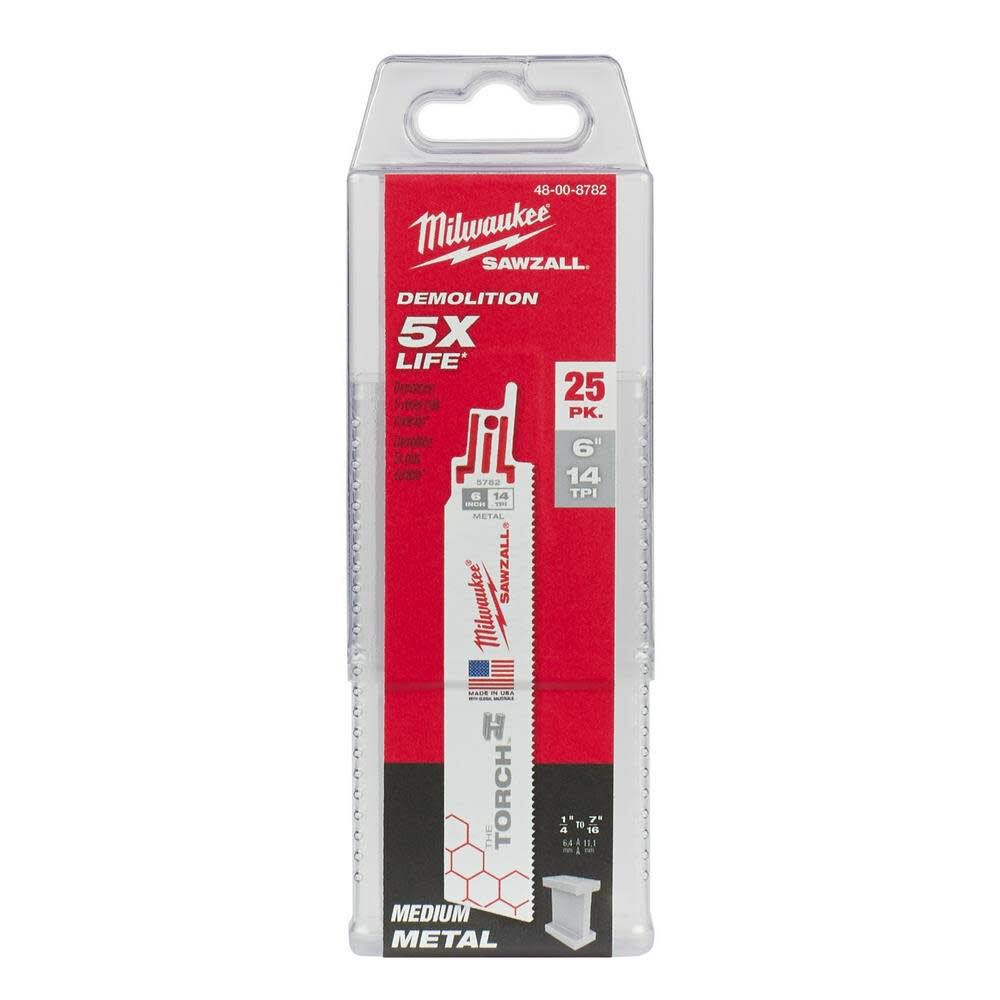 Milwaukee 6 in. 14 TPI THE TORCH SAWZALL Blade 25PK 48-00-8782 from Milwaukee