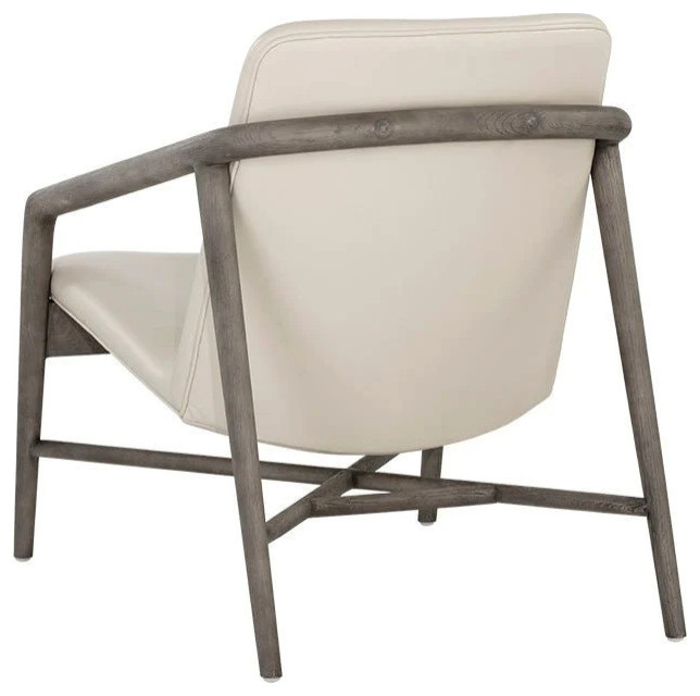 Qunsia Lounge Chair  Ash Gray  Astoria Cream Leather   Contemporary   Indoor Chaise Lounge Chairs   by Virgil Stanis Design  Houzz