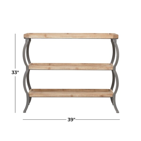 Brown Iron Rustic Console Table - 39 x 13 x 33