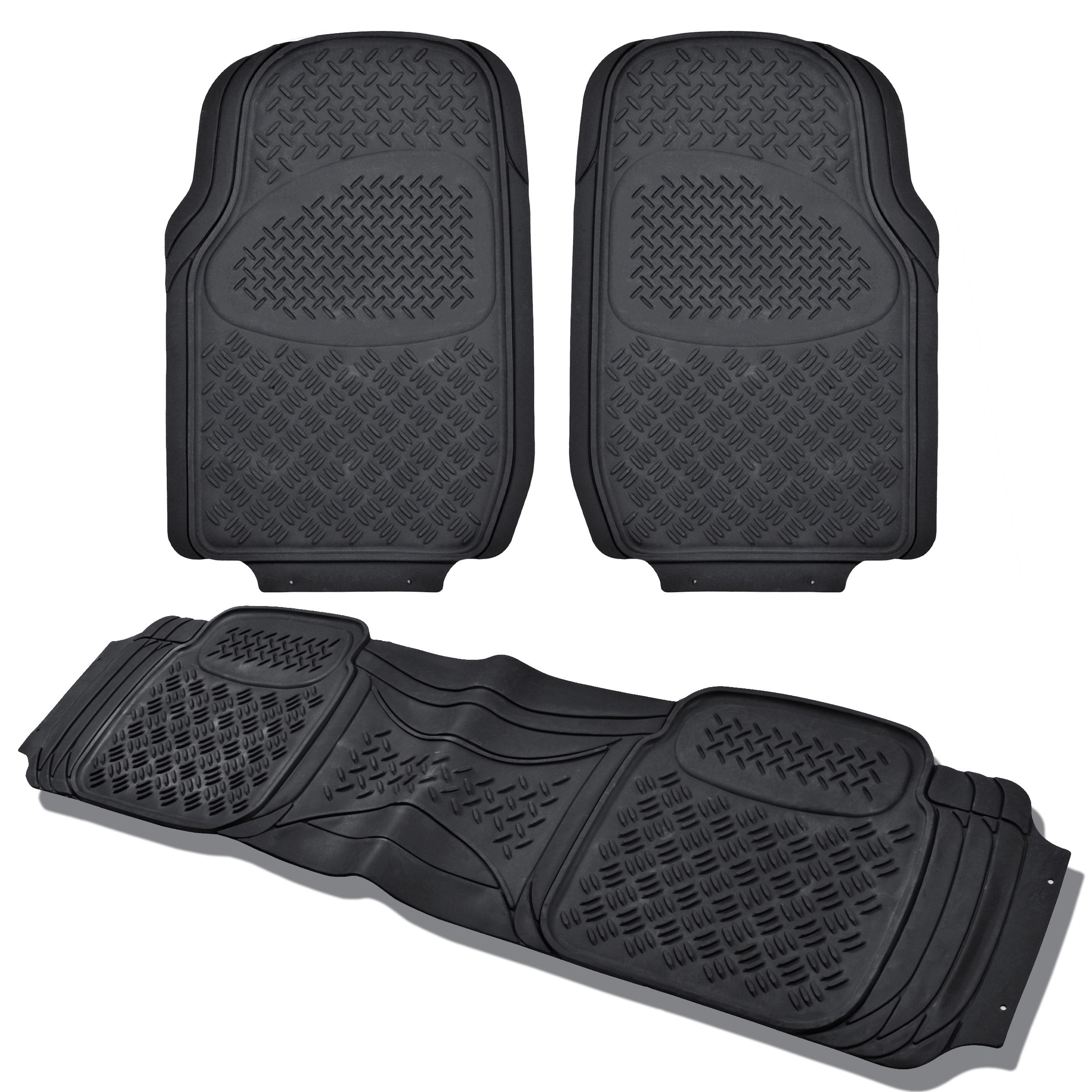 BDK Super Duty Rubber Floor Mats for Car SUV and Van with Cargo Mat， All Weather， Heavy Duty， 3 Colors