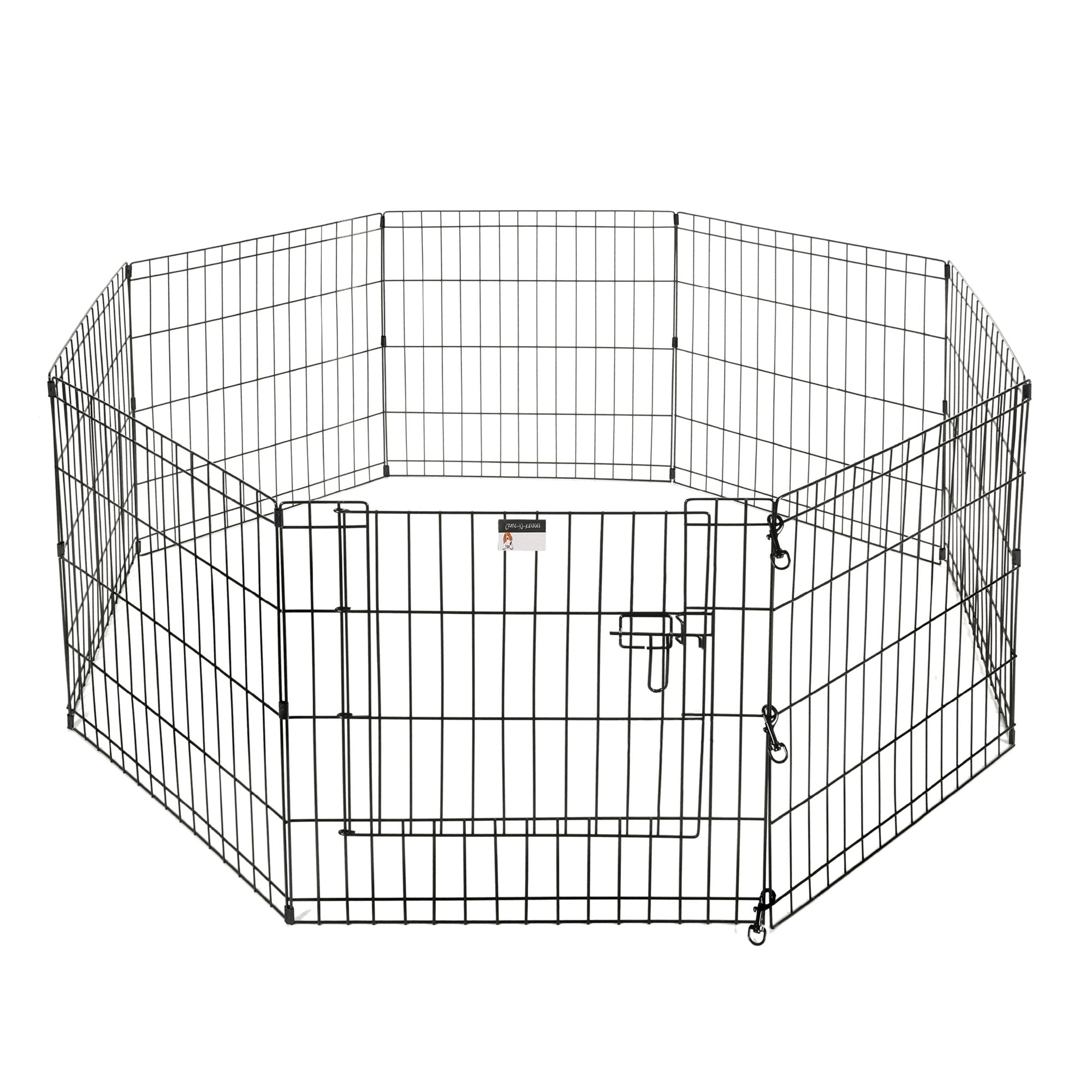 Puppy Playpen Foldable Metal Exercise Enclosure Eight 24x24-Inch Panels Indoor/Outdoor Pen with Gate for Dogs， Cats or Small Animals by Petmaker