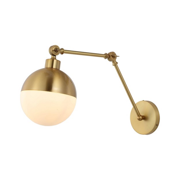 1 light Alba Mid century Modern Arm adjustable Iron glass Led Sconce Brass Gold frosted Jonathan Y