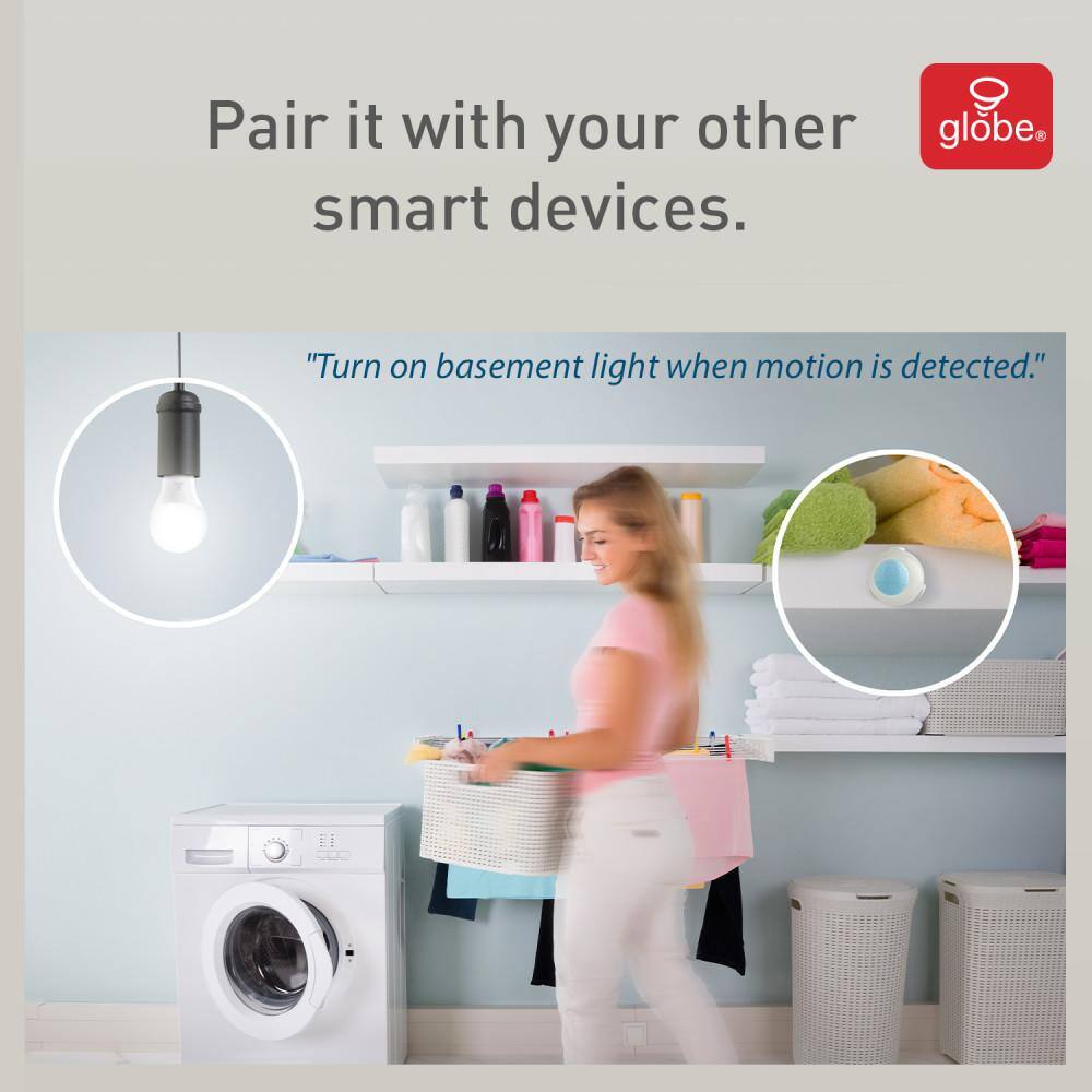 Globe Electric Wi-Fi Smart Wireless Motion Detector No Hub Required Battery Operated in White 50026