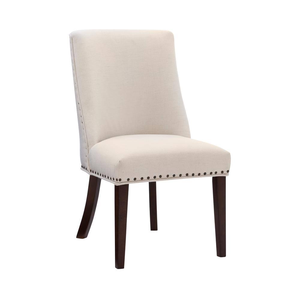 Powell Company Alessio Natural Linen Like Polyester Upholstered Dining Chair and Espresso Legs (Set of 2) HD1677DC21