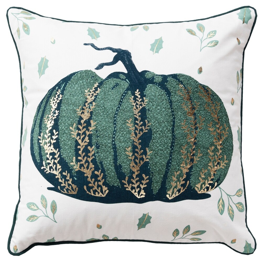 Rizzy Home Green/Gold Pumpkin Throw Pillow Cover