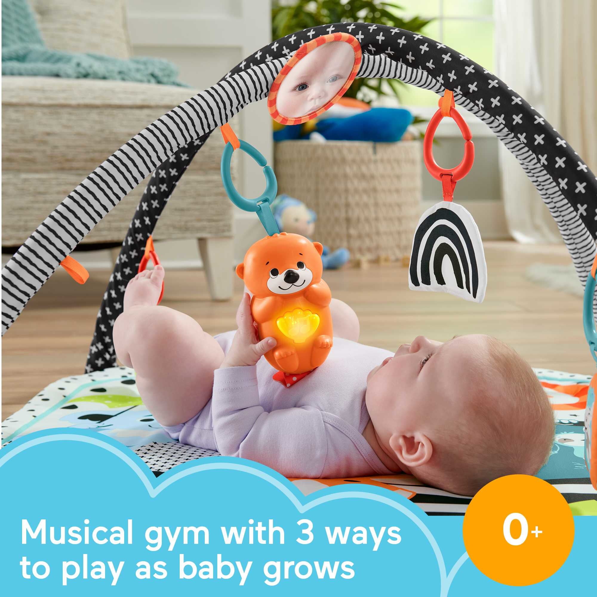 Fisher-Price 3-in-1 Music Glow and Grow Gym Infant Playmat with Lights and Removable Toys