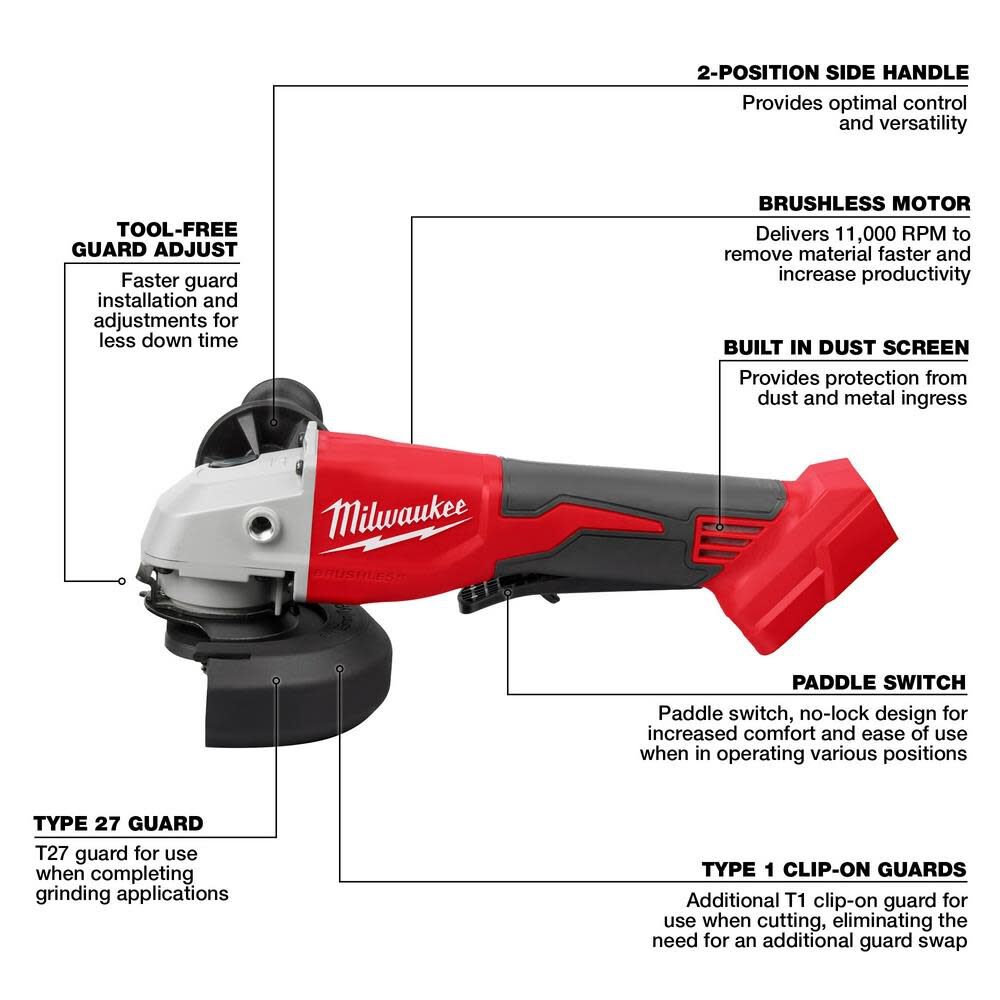 Milwaukee M18 Brushless 4-1/2" / 5" Cut-Off Grinder, Paddle Switch 2686-20 from Milwaukee