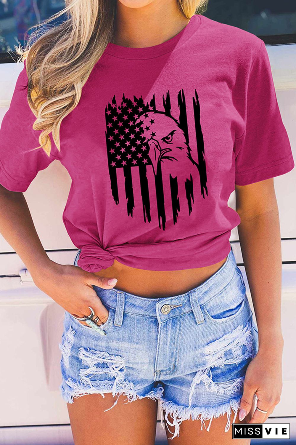 US Flag Print Graphic Tee